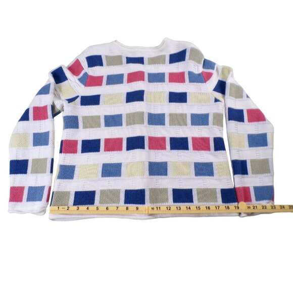 Christopher & Banks White Pastel Colorblock Cardigan Y2K 2005 Size M #127 - Picture 6 of 11